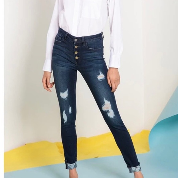 NWT Kancan high-rise super skinny distressed jeans, size 3/15 - Picture 10 of 16